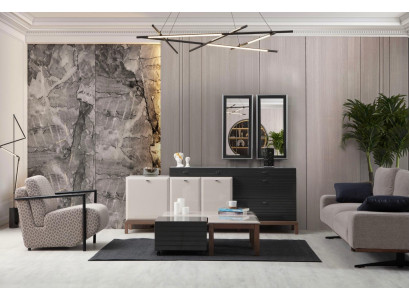 Exklusive Wohnzimmer Garnitur Designer 3+1 Sitzer Anrichte Couchtisch
