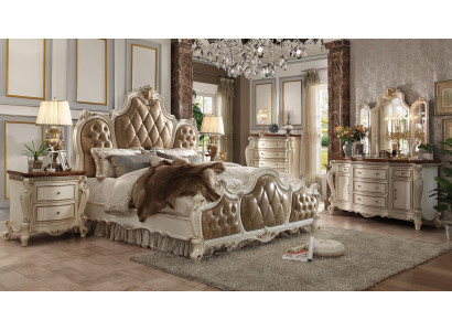 Klassisches Bett Doppelbett Design Bett 2x Nachttische Holz Betten Neu