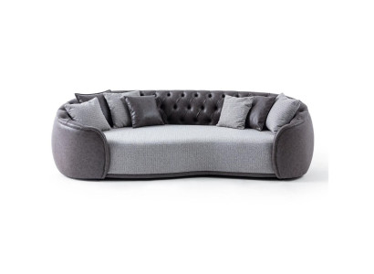 Zeitlose Eleganz Chesterfield Dreisitzer Sofa 3 Sitzer Grau Stoffsofa Stoff Polstersofa