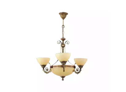  Deckenleuchter Lampe Deckenlampe Lüster Kronleuchter Glas Beige Art