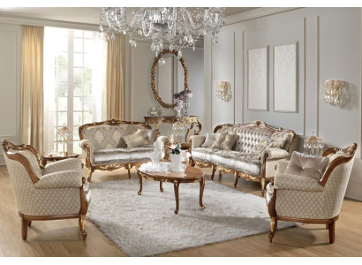 Italienische Möbel Sofa Garnitur Gruppe Klassische Sitz Massivholz