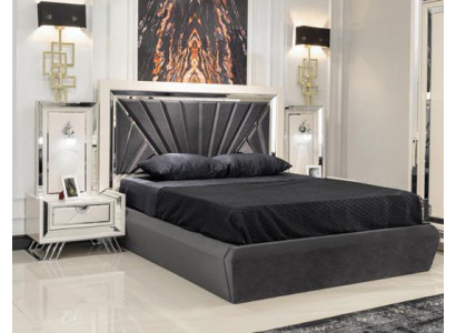 3tlg Schlafzimmer Set Luxus Bett + 2x Nachttische Moderne Möbel Holz